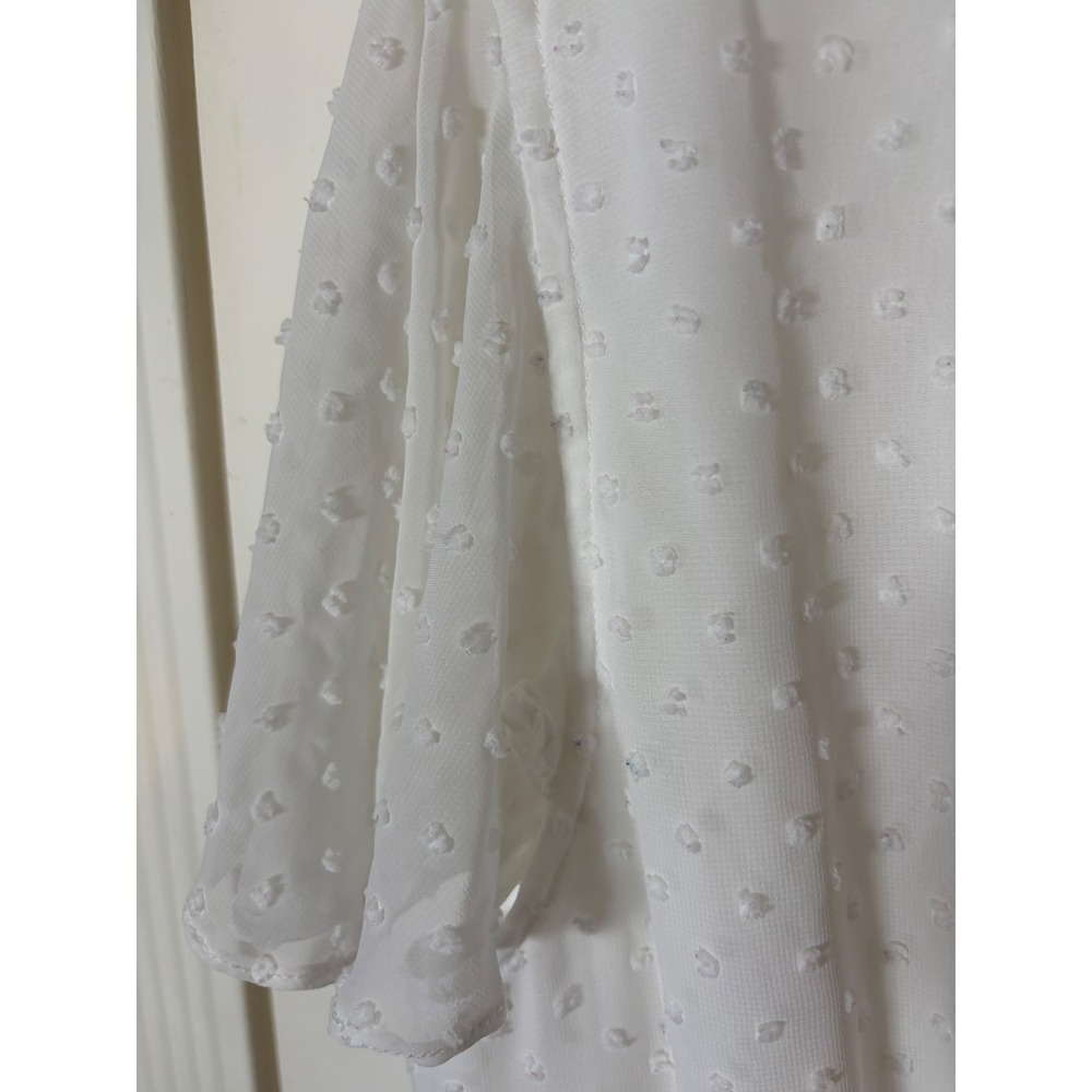 City Chic White Swiss Dot Ruffle Wrap Romper Flutter Sleeve Size M/18 - Picture 10 of 15